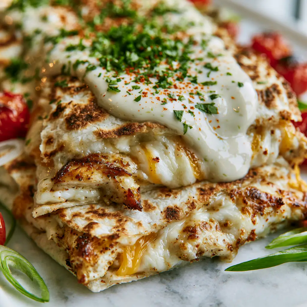 Back to School Dinner Ideas: Crispy Gourmet Sheet Pan Chicken Quesadillas 2 Close-up of toasted flour tortillas with char marks and melted mozzarella and cheddar cheese. (back to school dinner ideas)