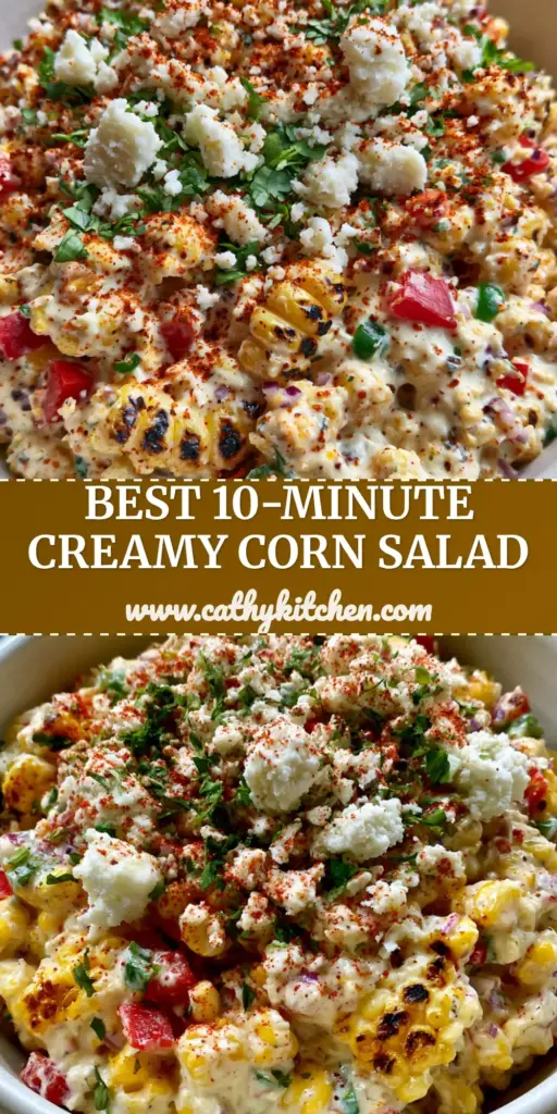 Creamy Corn Salad with Charred Sweet Corn and Lime Crema Dressing 4 A close-up of a vibrant creamy corn salad in a matte white bowl featuring charred corn, Cotija cheese, and smoked paprika.