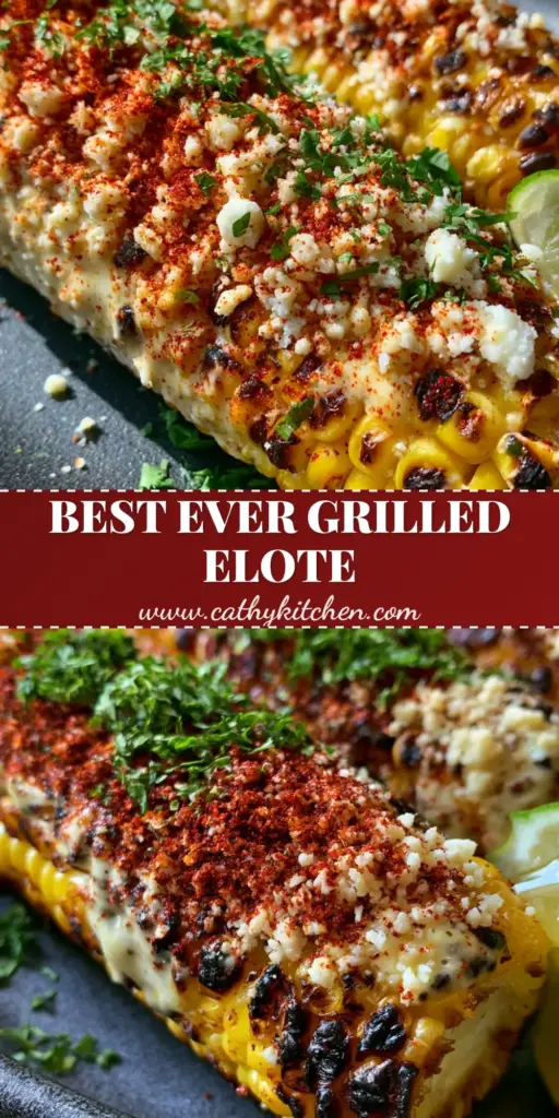 Three ears of Grilled Elote on a dark platter, heavily encrusted with Cotija cheese, crimson Tajin, and forest-green cilantro.