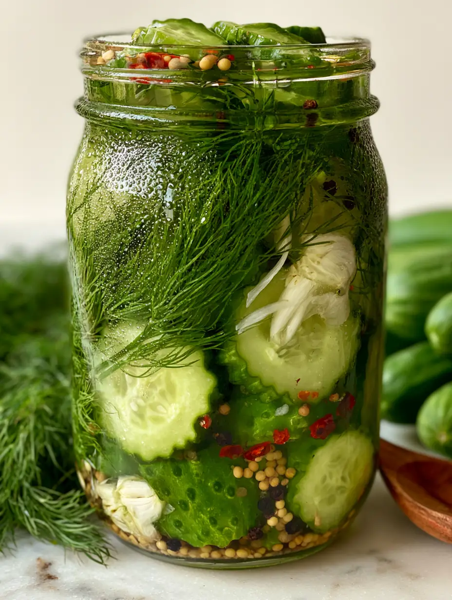 Ultra-crisp crinkle-cut Quick-Pickled Cucumbers submerged in a sparkling brine with mustard seeds and dill. (Quick-Pickled Cucumbers)