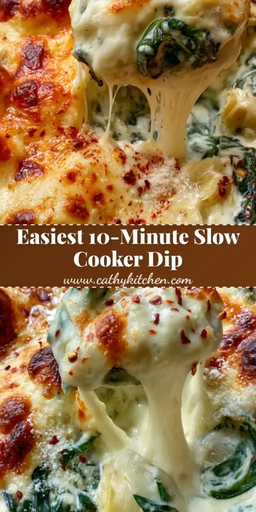A close-up shot of creamy spinach and artichokes dip being scooped with a silver spoon, showing a long cheese pull and golden crust.