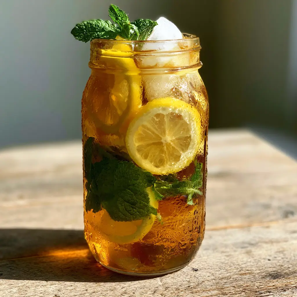 Cold-Brew Iced Tea: The Ultimate Guide to Crystal-Clear, Never-Bitter Refreshment 1 Close up of large clear ice cubes and lemon wheels inside a glass of cold-brew iced tea.