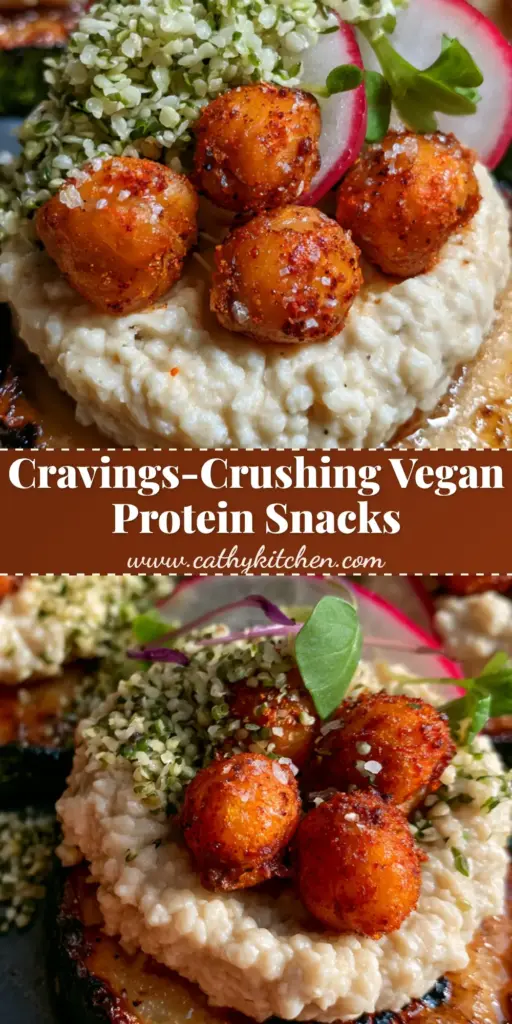 A gourmet vegan snack platter featuring pan-seared zucchini medallions with cashew cream and crispy chickpeas. (vegan snacks)