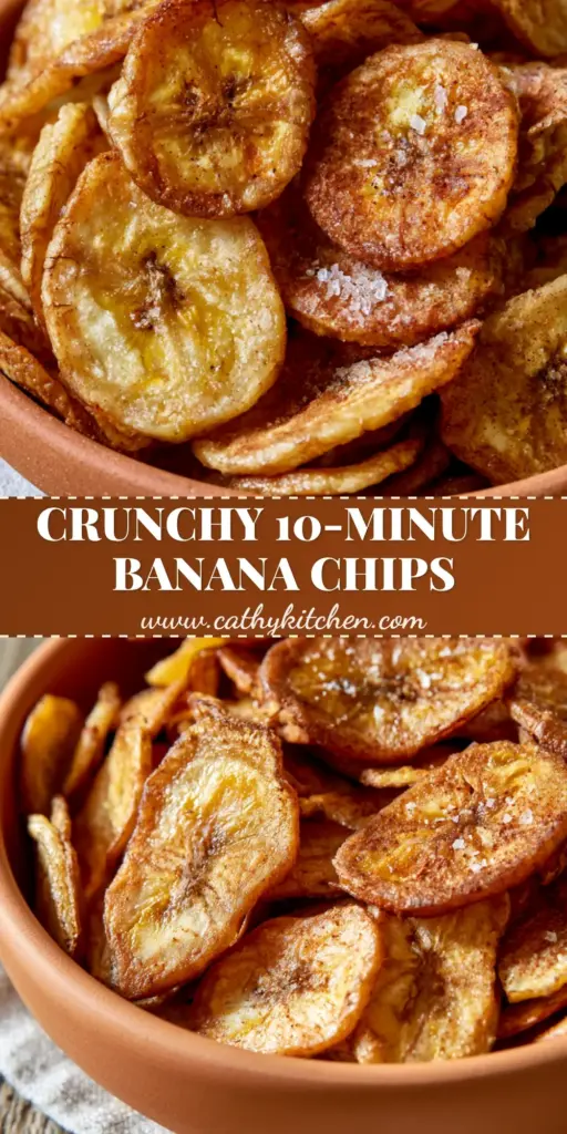 A minimalist matte terracotta bowl filled with ultra-thin, crispy Air Fryer Banana Chips featuring golden-brown edges and a dusting of cinnamon on a white oak table.