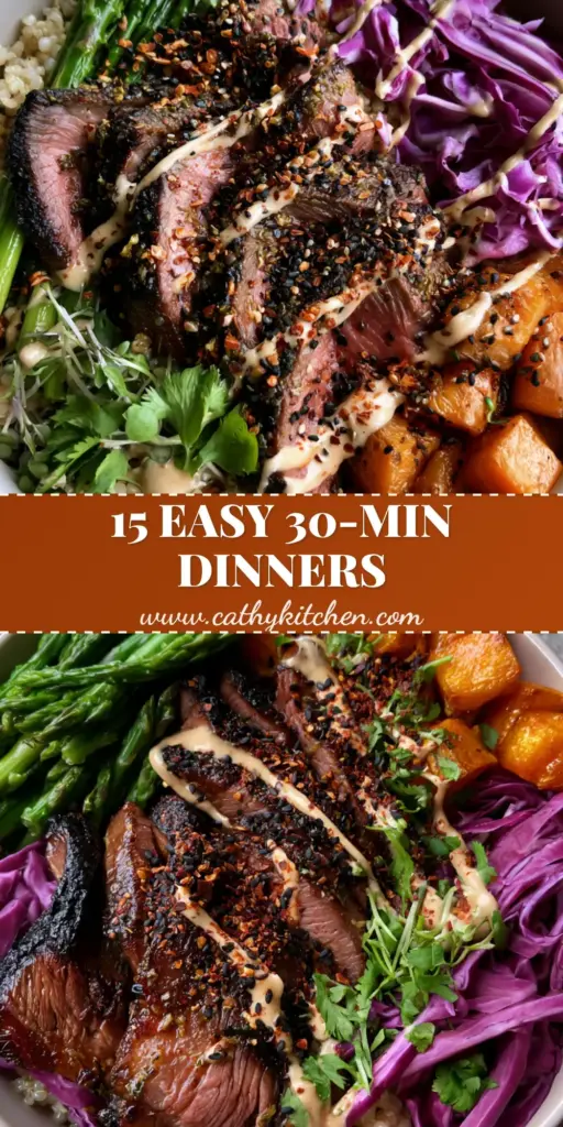 healthy dinners for weight loss: Seared Steak & Quinoa Power Bowl 4 A vibrant healthy power bowl with seared steak and quinoa. (healthy dinners for weight loss)
